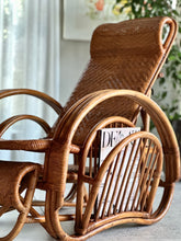 Load image into Gallery viewer, Vintage Handcrafted Rattan Lounge Chair
Boho | Organic Form | Adjustable Recline | Rare Collector’s Piece