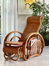 Load image into Gallery viewer, Vintage Handcrafted Rattan Lounge Chair
Boho | Organic Form | Adjustable Recline | Rare Collector’s Piece