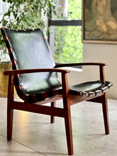 Load image into Gallery viewer, Mid-Century, Leather & Wood Lounge Chair