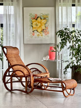 Load image into Gallery viewer, Vintage Handcrafted Rattan Lounge Chair
Boho | Organic Form | Adjustable Recline | Rare Collector’s Piece