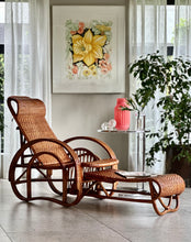 Load image into Gallery viewer, Vintage Handcrafted Rattan Lounge Chair
Boho | Organic Form | Adjustable Recline | Rare Collector’s Piece