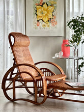 Load image into Gallery viewer, Vintage Handcrafted Rattan Lounge Chair
Boho | Organic Form | Adjustable Recline | Rare Collector’s Piece