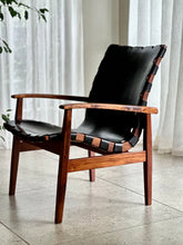 Load image into Gallery viewer, Mid-Century, Leather & Wood Lounge Chair