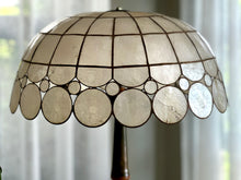 Load image into Gallery viewer, Vintage Copper & Wood Floor Lamp with Mother of Pearl Shade