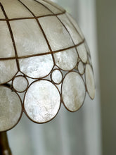 Load image into Gallery viewer, Vintage Copper & Wood Floor Lamp with Mother of Pearl Shade