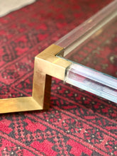Load image into Gallery viewer, Post Modern Lucite, Brass & Glass Coffee Table