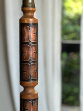 Load image into Gallery viewer, Vintage Copper & Wood Floor Lamp with Mother of Pearl Shade