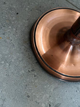 Load image into Gallery viewer, Vintage Copper & Wood Floor Lamp with Mother of Pearl Shade