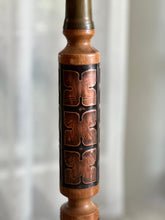 Load image into Gallery viewer, Vintage Copper & Wood Floor Lamp with Mother of Pearl Shade