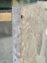 Load image into Gallery viewer, Brass, Glass & Travertine Mid-Century Coffee Table