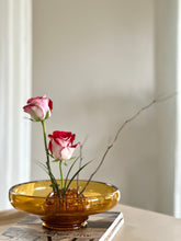 Load image into Gallery viewer, Amber Bowl with Flower Frog