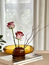 Load image into Gallery viewer, Amber Bowl with Flower Frog