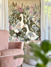 Load image into Gallery viewer, 100% Wool Handwoven Wall Hanging | Geese in a Wildflower Meadow