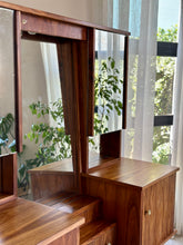Load image into Gallery viewer, Retro Dresser with Mirrored Cabinets & Stool