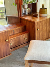 Load image into Gallery viewer, Retro Dresser with Mirrored Cabinets & Stool