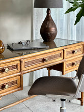 Load image into Gallery viewer, Vintage Cane Dresser, Stool & Mirror