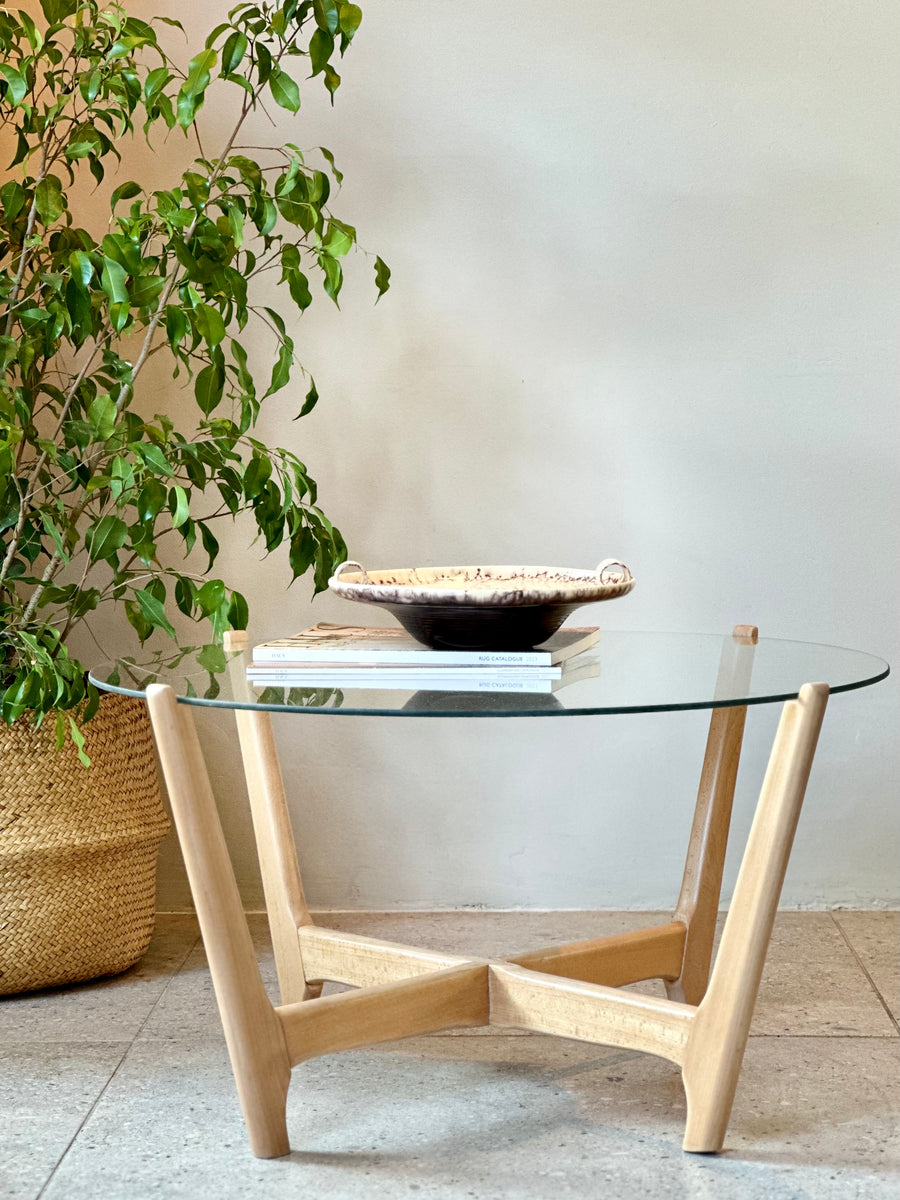 Glass Top & Wooden Base 