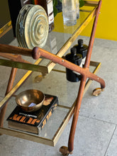 Load image into Gallery viewer, Elegant Brass, Glass & Wooden Drinks Cart
