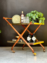 Load image into Gallery viewer, MCM Wood, Brass and Glass Two-Tier Trolley