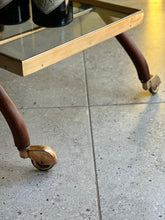 Load image into Gallery viewer, Elegant Brass, Glass & Wooden Drinks Cart