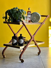 Load image into Gallery viewer, MCM Wood, Brass and Glass Two-Tier Trolley