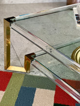 Load image into Gallery viewer, Luxurious Lucite, Brass, and Glass Coffee Table