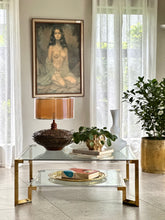 Load image into Gallery viewer, Luxurious Lucite, Brass, and Glass Coffee Table