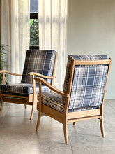 Load image into Gallery viewer, Pair of Vintage Armchairs with Stowaway Footrests