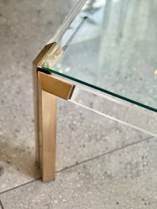 Lucite & Brass Coffee Table