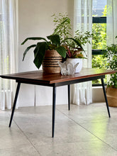 Load image into Gallery viewer, Retro Dining Table, Solid Wood & Steel