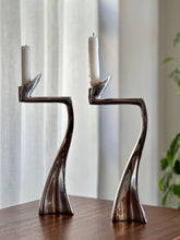 Load image into Gallery viewer, Pair Of Post Modern Matthew Hilton Swan Design Candle Holders