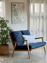 Load image into Gallery viewer, Vintage Oak Two-Seater Couch