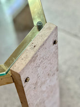Load image into Gallery viewer, Brass, Glass & Travertine Mid-Century Coffee / Side Table