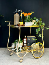 Load image into Gallery viewer, Vintage Brass Drinks Cart