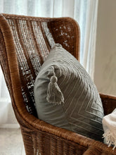 Load image into Gallery viewer, Vintage Rattan Semi- Wingback Chair with Attached Magazine Holder
