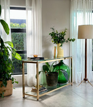 Load image into Gallery viewer, Brass & Glass Console