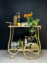 Load image into Gallery viewer, Vintage Brass Drinks Cart