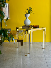 Load image into Gallery viewer, Lucite Brass & Glass Side Table