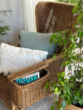 Load image into Gallery viewer, Vintage Rattan Semi- Wingback Chair with Attached Magazine Holder