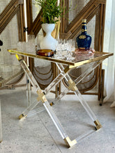 Load image into Gallery viewer, Lucite & Brass Serving / Bar Table