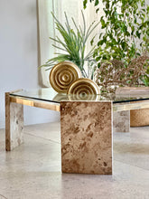 Load image into Gallery viewer, Brass, Glass & Travertine Mid-Century Coffee / Side Table