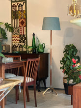 Load image into Gallery viewer, Wood & Solid Brass Floor Lamp