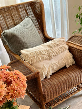 Load image into Gallery viewer, Vintage Rattan Semi- Wingback Chair with Attached Magazine Holder