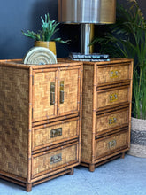Load image into Gallery viewer, Pair of Bohemian Style Bamboo Pedestals