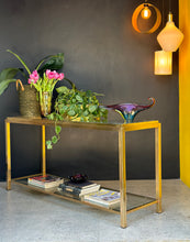 Load image into Gallery viewer, Vintage Brass & Glass Console
