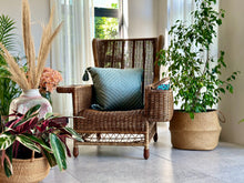 Load image into Gallery viewer, Vintage Rattan Semi- Wingback Chair with Attached Magazine Holder