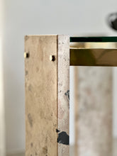 Load image into Gallery viewer, Brass, Glass & Travertine Mid-Century Coffee / Side Table