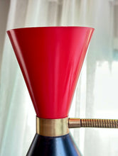 Load image into Gallery viewer, Retro Black, Red & Brass Floor lamp