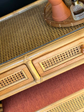 Load image into Gallery viewer, Vintage Cane Dresser with Stool