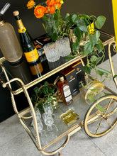 Load image into Gallery viewer, Vintage Brass Drinks Cart